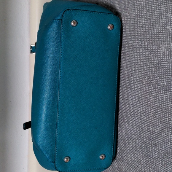 Michael Kors Charlotte Jet Set Teal Saffiano Leather Purse Peacock Seafoam - Picture 4 of 9